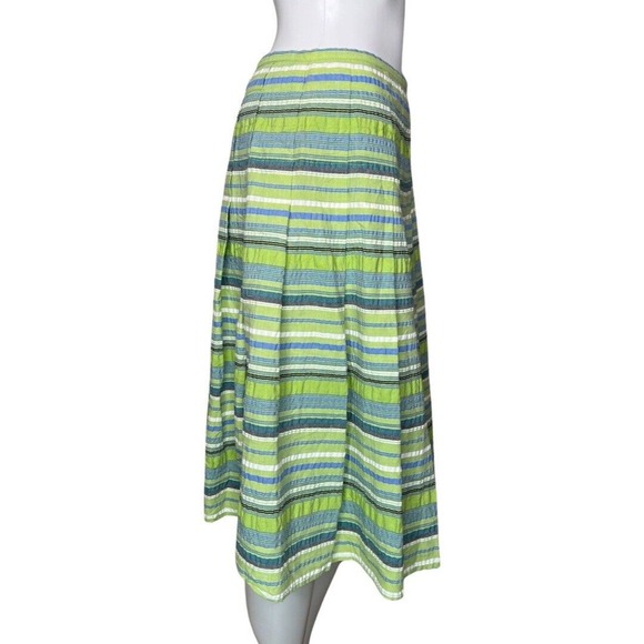 Worthington Skirt Womens 4 Pink‎ Green Blue Stripe A-Line Skirt Casual Office - Picture 2 of 8